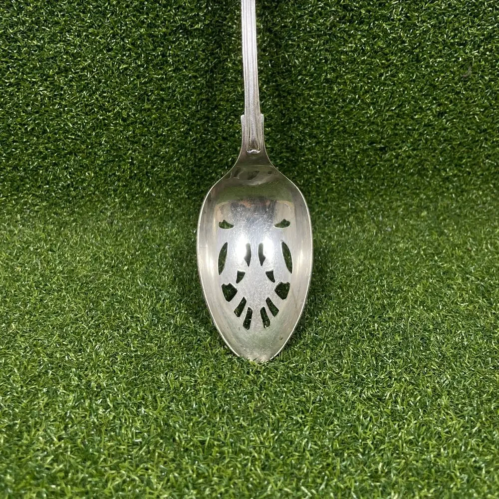 Vintage Silver Plated Pierced Serving Spoon